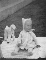 girls pram set knitting pattern form early 1950s kitten hood bonnet